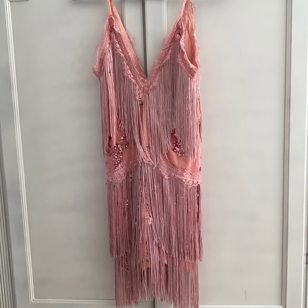 Pink Sequin fringe dress